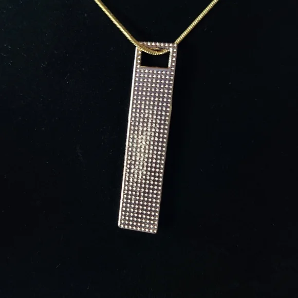Gold and Black Pendant Upcycled With Necklace #45 - Picture 2 of 2